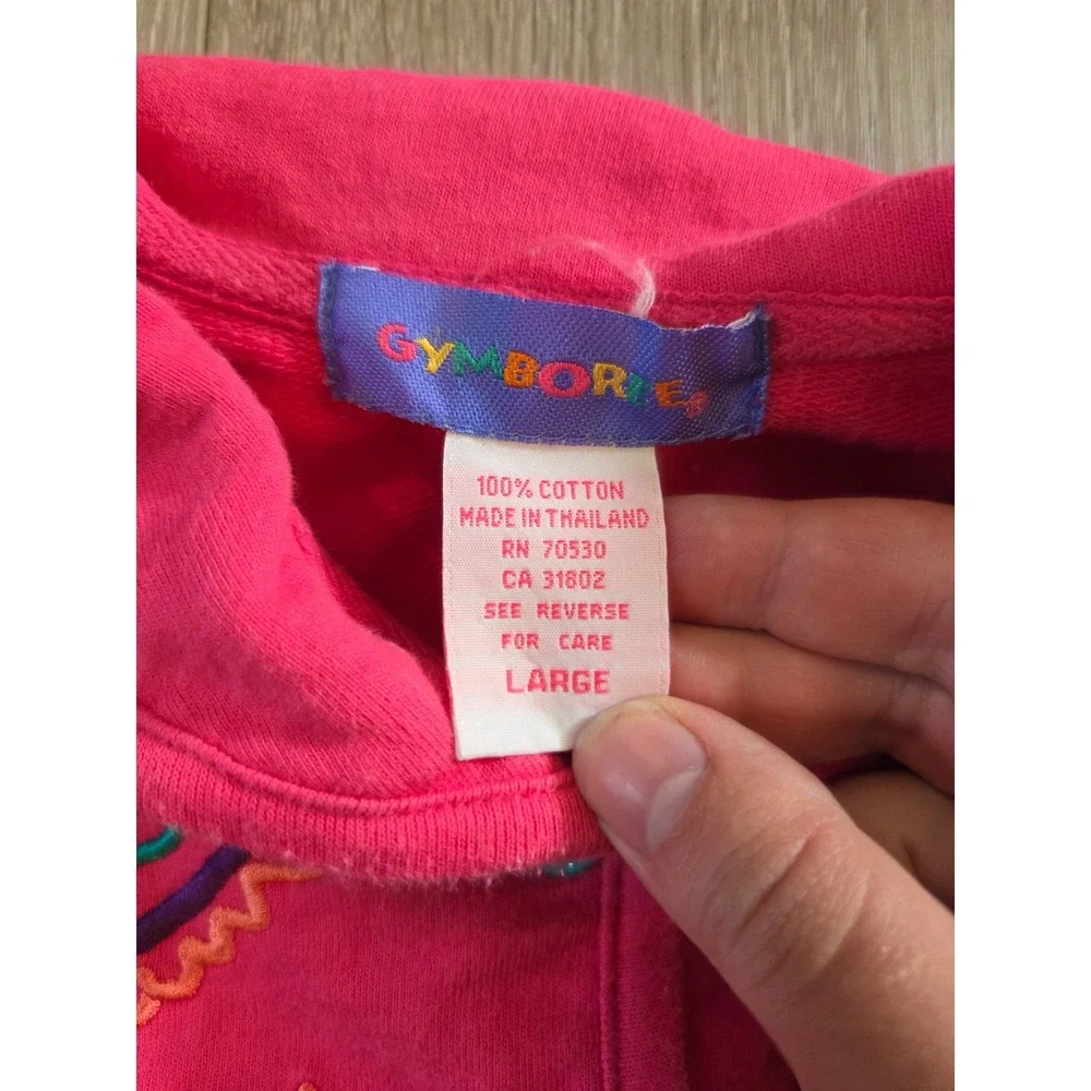 Vintage Gymboree Rainbow Tag 90s Pink Embroidered Coat Button Shirt Girls Large